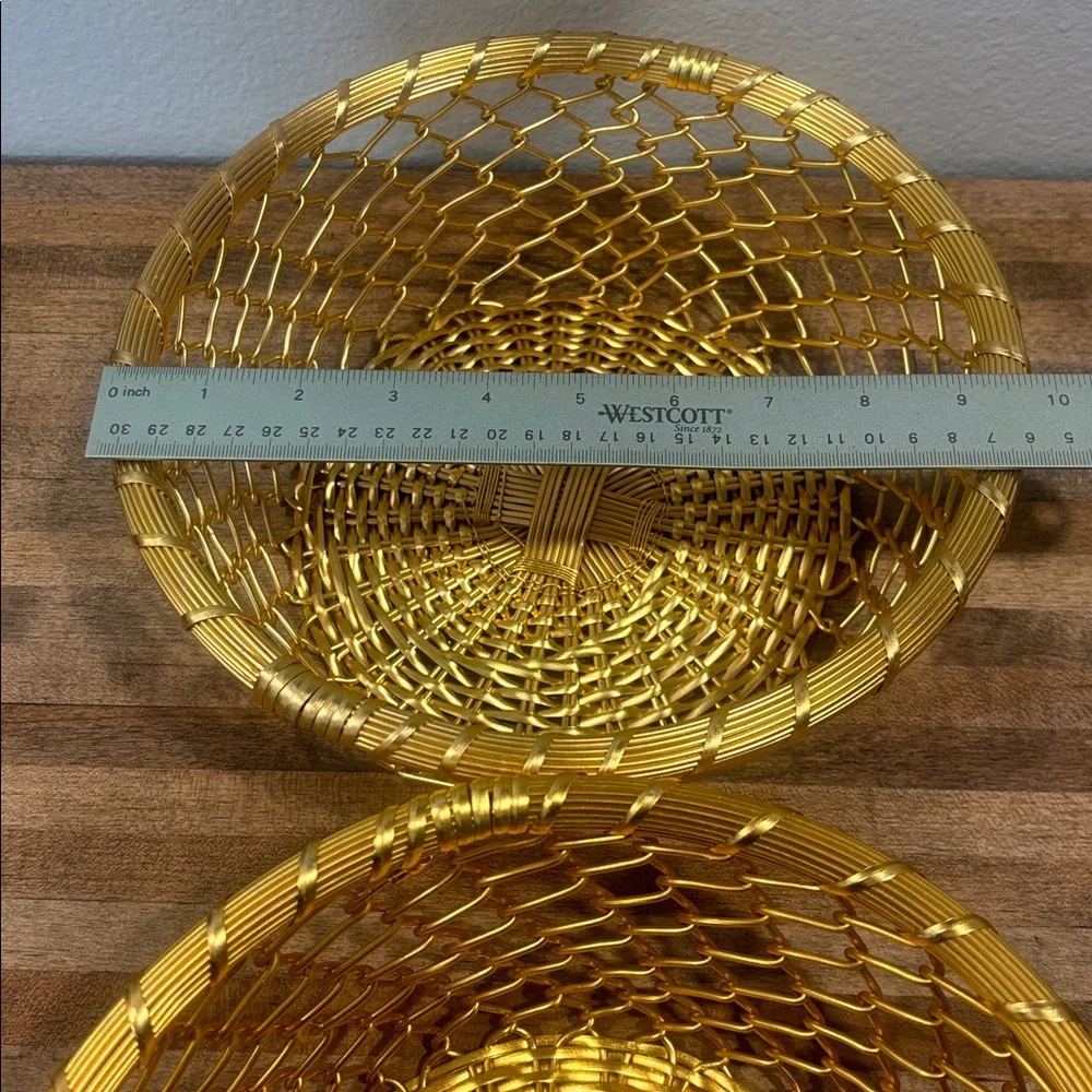 MCM ~ Gold Decorative Woven Metal Bowl Set - Vintage - Picture 6 of 12